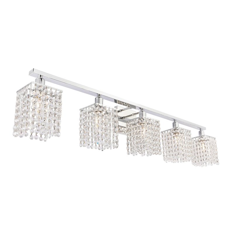 Living District Phineas 5-Light Mid-Century Metal Wall Sconce in Chrome/Clear
