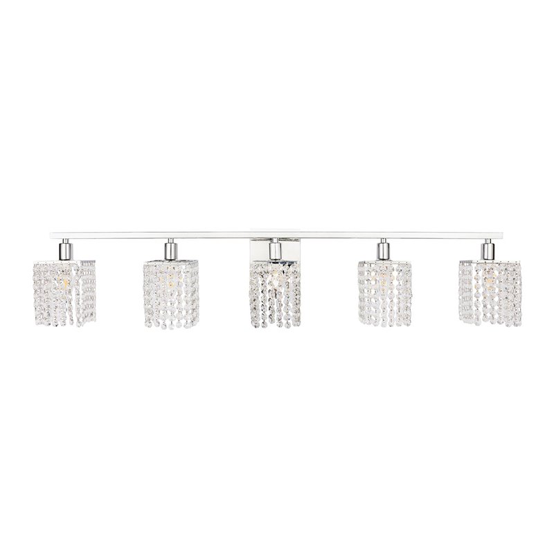Living District Phineas 5-Light Mid-Century Metal Wall Sconce in Chrome/Clear