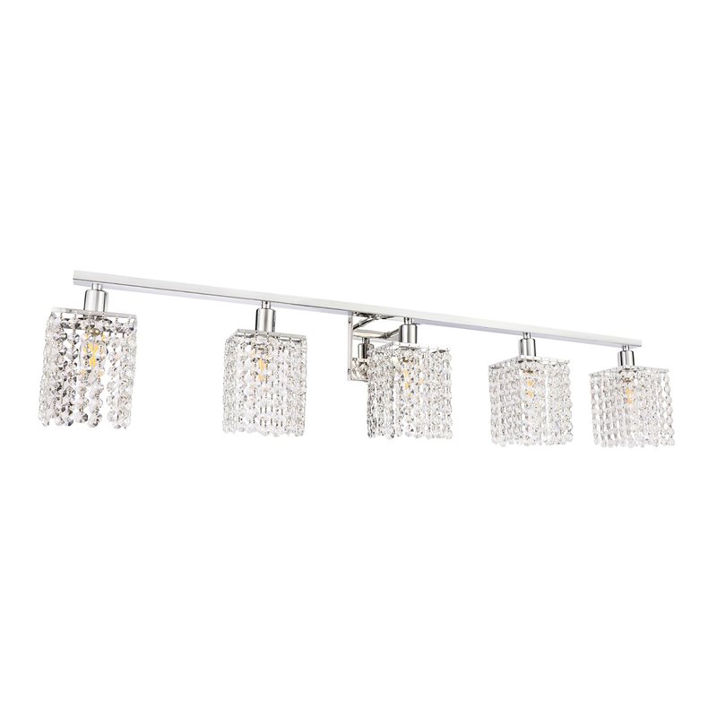 Living District Phineas 5-Light Mid-Century Metal Wall Sconce in Chrome/Clear