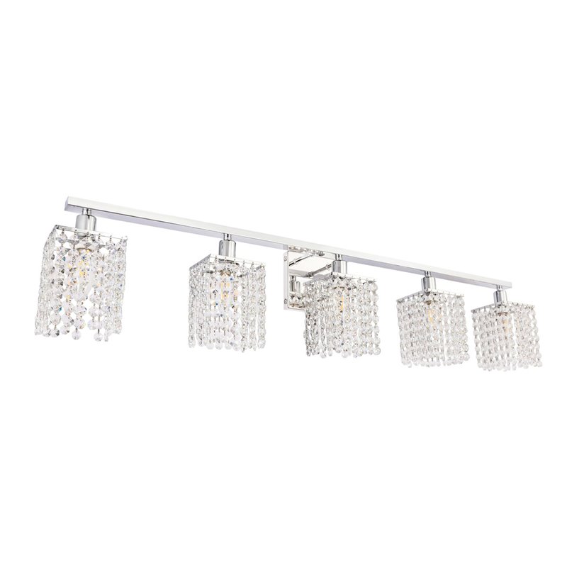 Living District Phineas 5-Light Mid-Century Metal Wall Sconce in Chrome/Clear