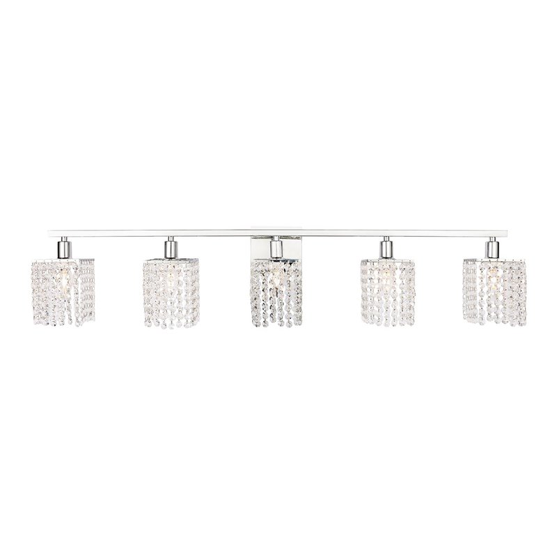 Living District Phineas 5-Light Mid-Century Metal Wall Sconce in Chrome/Clear