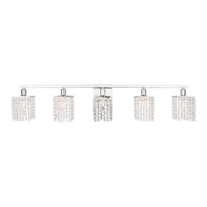 Living District Phineas 5-Light Mid-Century Metal Wall Sconce in Chrome/Clear