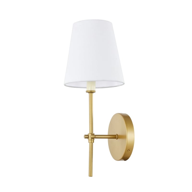 Living District Mel 1-Light Metal & Fabric Wall Sconce in Brass/White