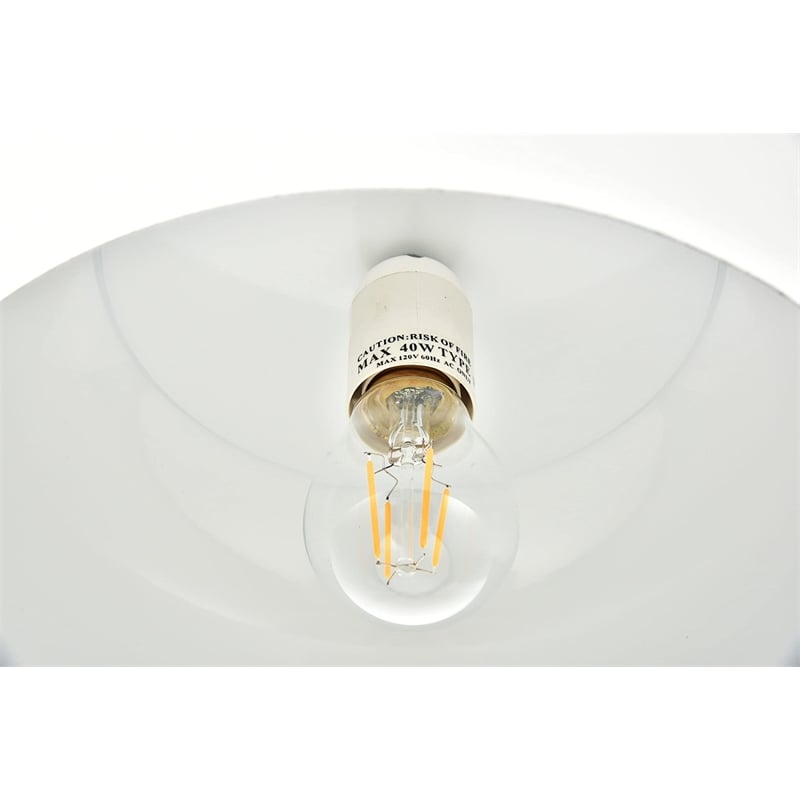 Living District Nora 1 Light Aluminum Pendant in White & Natural Wood