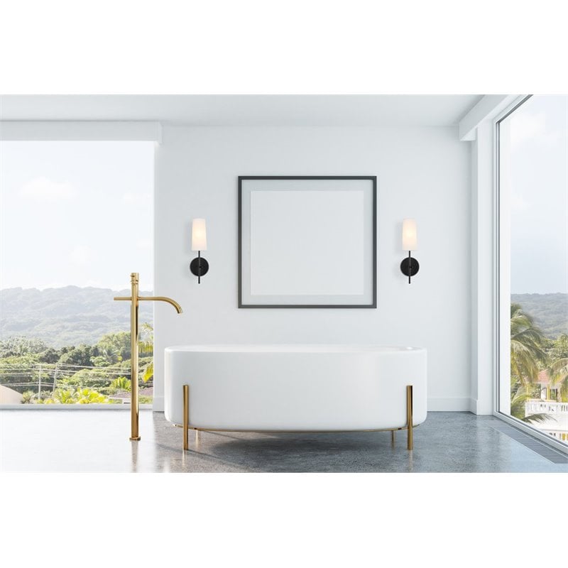 Living District Mel 1-Light Metal & Fabric Wall Sconce in Black/White