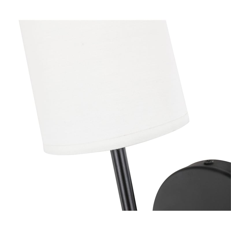 Living District Mel 1-Light Metal & Fabric Wall Sconce in Black/White