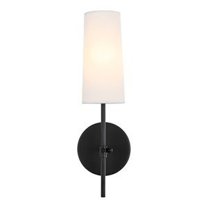 Living District Mel 1-Light Metal & Fabric Wall Sconce in Black/White