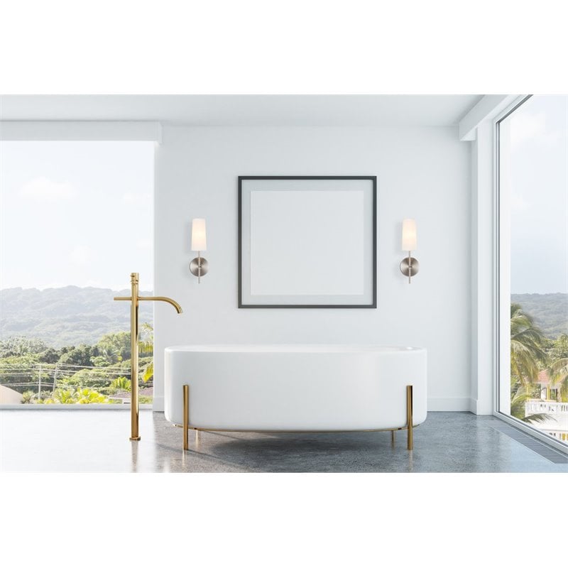 Living District Mel 1-Light Metal & Fabric Wall Sconce in Burnished Nickel/White