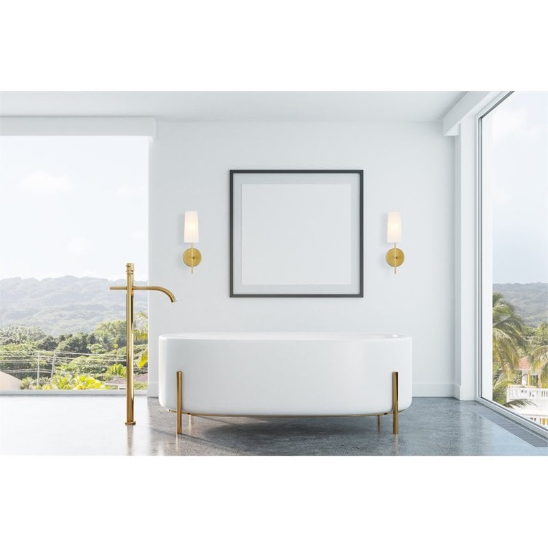 Living District Mel 1-Light Metal & Fabric Wall Sconce in Brass and White