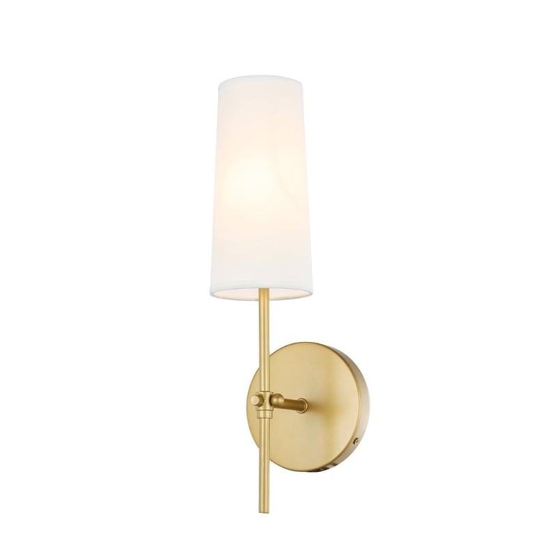 Living District Mel 1-Light Metal & Fabric Wall Sconce in Brass and White