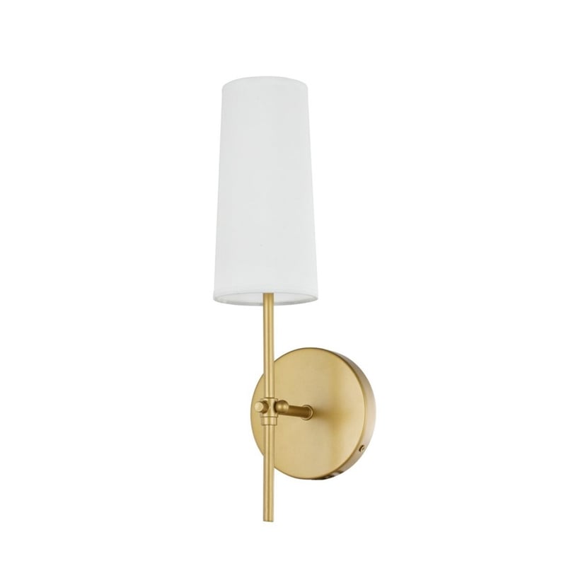 Living District Mel 1-Light Metal & Fabric Wall Sconce in Brass and White