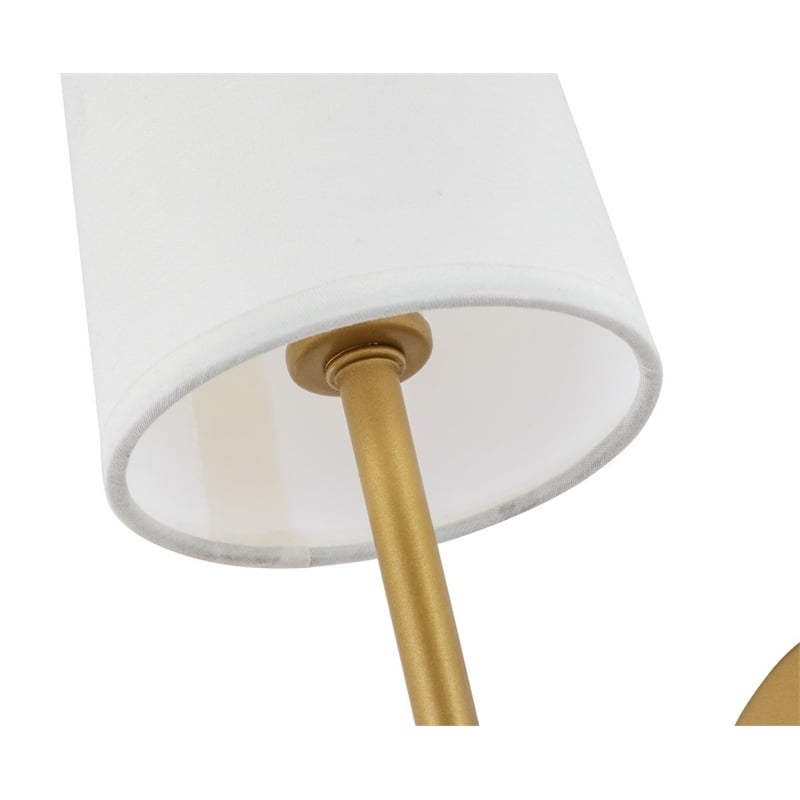 Living District Mel 1-Light Metal & Fabric Wall Sconce in Brass and White