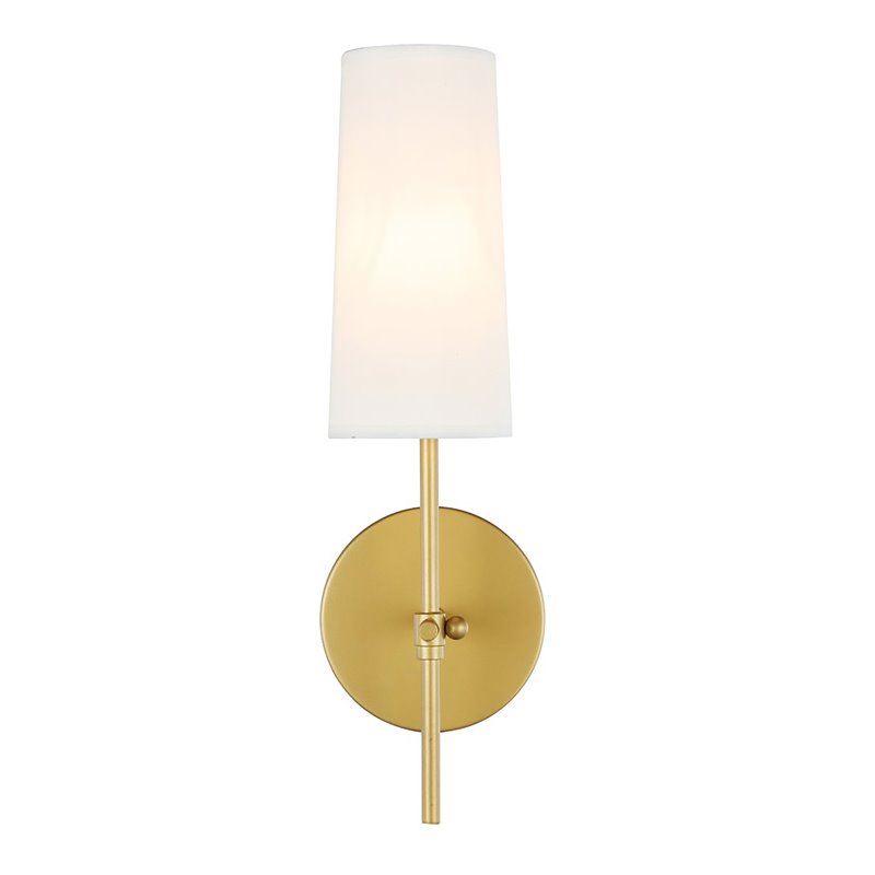 Living District Mel 1-Light Metal & Fabric Wall Sconce in Brass and White