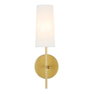 Living District Mel 1-Light Metal & Fabric Wall Sconce in Brass and White