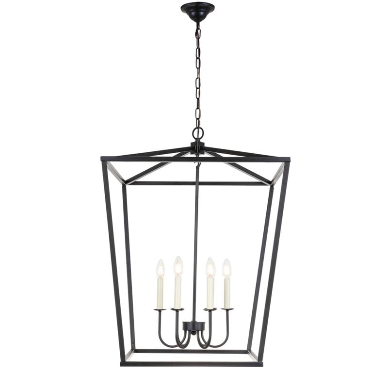 Living District Maddox 6-Light Metal Chandelier in Black Finish