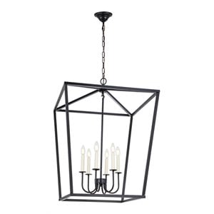 Living District Maddox 6-Light Metal Chandelier in Black Finish