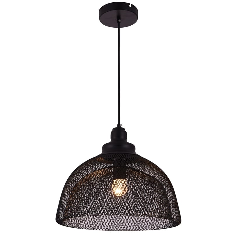 Living District Warren 1-Light Transitional Metal Pendant in Black