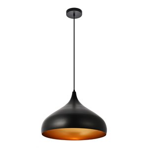 Living District Circa 1-Light Transitional Aluminum Pendant in Black