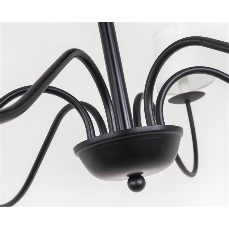 Living District Eclipse 6-Light Metal & Fabric Chandelier in Black/White