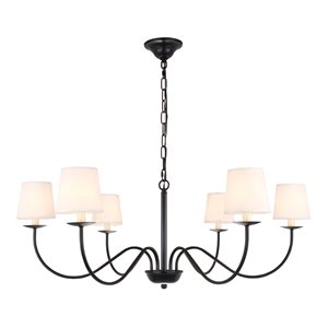 Living District Eclipse 6-Light Metal & Fabric Chandelier in Black/White