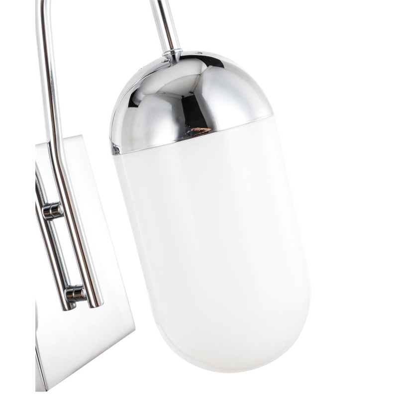 Living District Kace 1-Light Metal & Glass Wall Sconce in Chrome/Frosted White