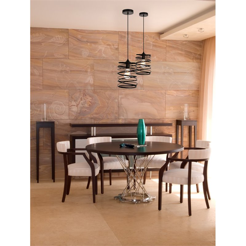 Living District Hopper 1-Light Transitional Metal Pendant in Black