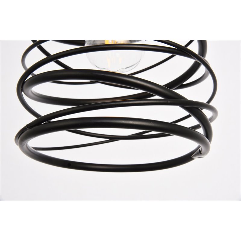 Living District Hopper 1-Light Transitional Metal Pendant in Black