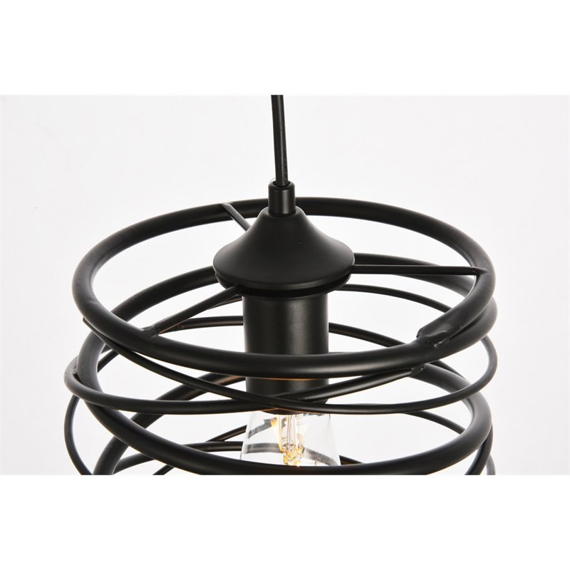 Living District Hopper 1-Light Transitional Metal Pendant in Black