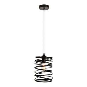 Living District Hopper 1-Light Transitional Metal Pendant in Black