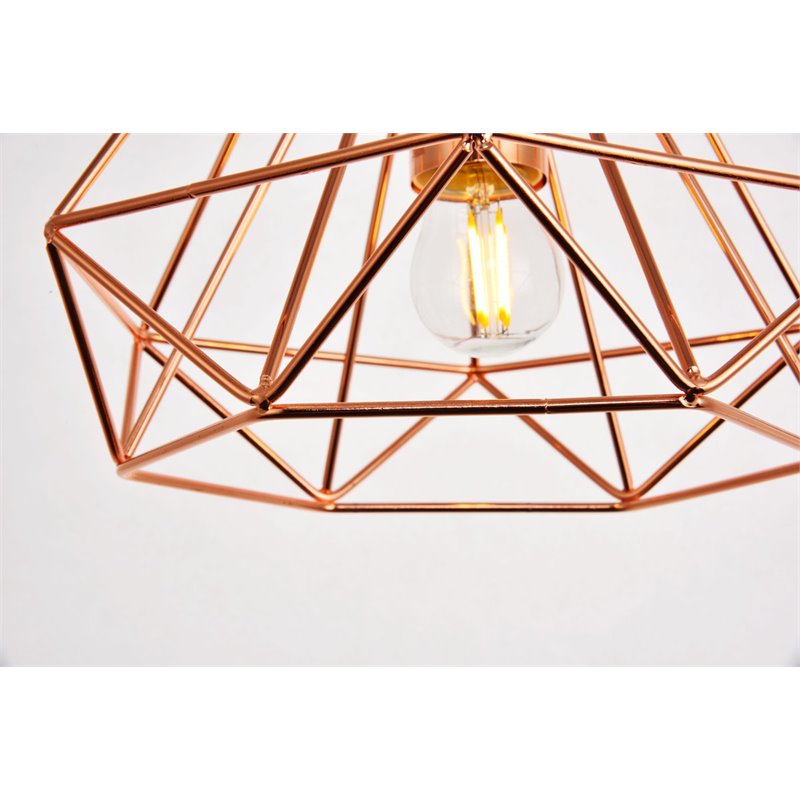 Living District Jago 1-Light Transitional Metal Pendant in Brown Finish