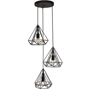 Living District Jago 3-Light Transitional Metal Pendant in Black