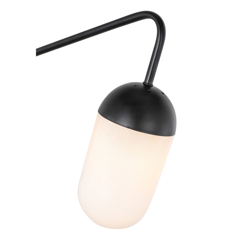 Living District Kace 1-Light Glass & Metal Wall Sconce in Black/Frosted White