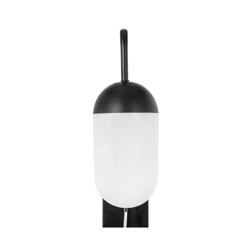 Living District Kace 1-Light Glass & Metal Wall Sconce in Black/Frosted White