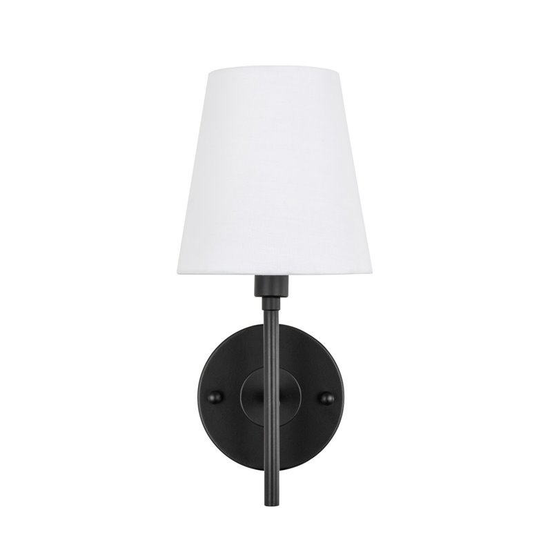 Living District Cason 1-Light Metal & Fabric Wall Sconce in Black/White