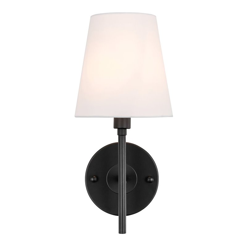 Living District Cason 1-Light Metal & Fabric Wall Sconce in Black/White