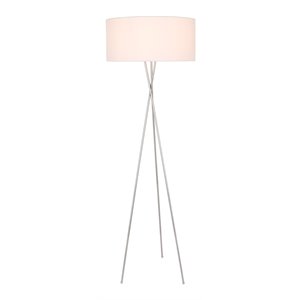 Living District Cason 1-Light Metal & Fabric Floor Lamp in Silver/White