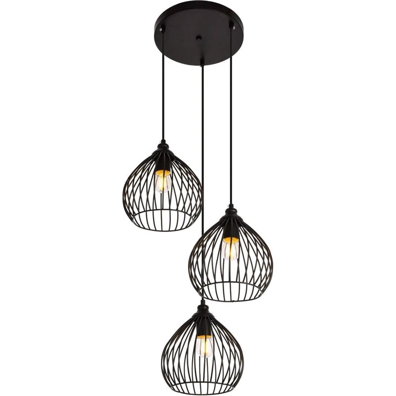 Living District Sayer 3-Light Transitional Metal Pendant in Black
