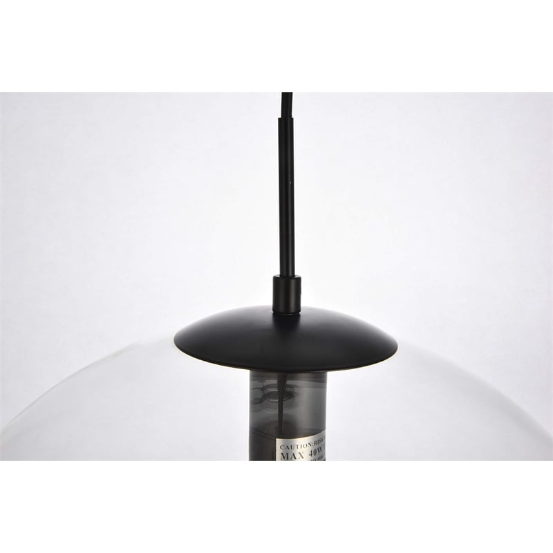 Living District Placido 1-Light Transitional Metal Pendant in Black & Clear