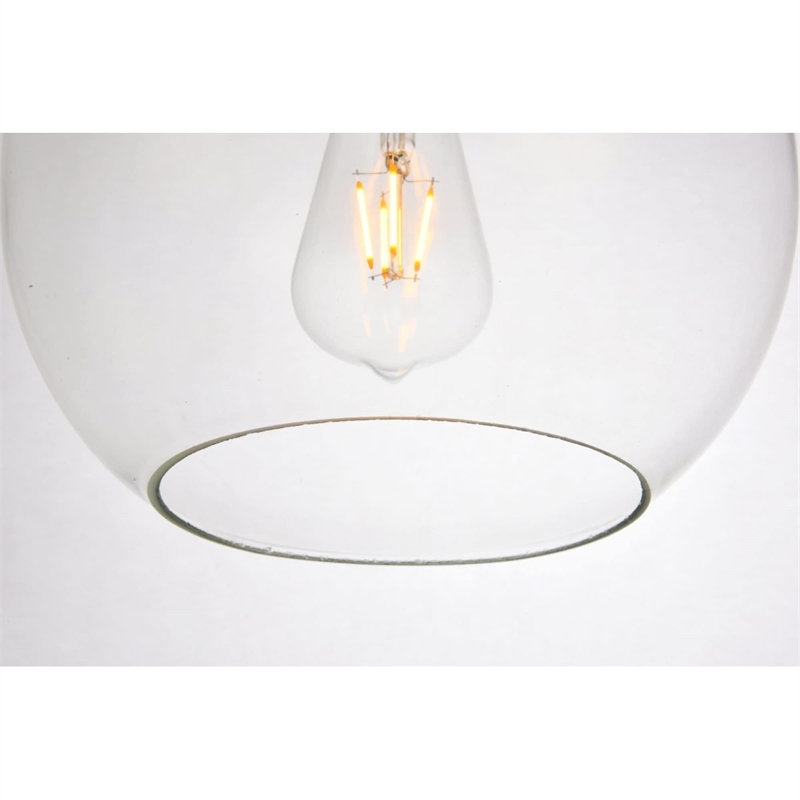 Living District Placido 1-Light Transitional Metal Pendant in Black/Clear