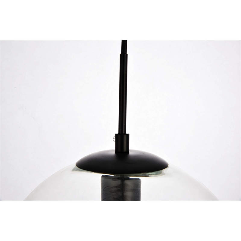 Living District Placido 1-Light Transitional Metal Pendant in Black/Clear