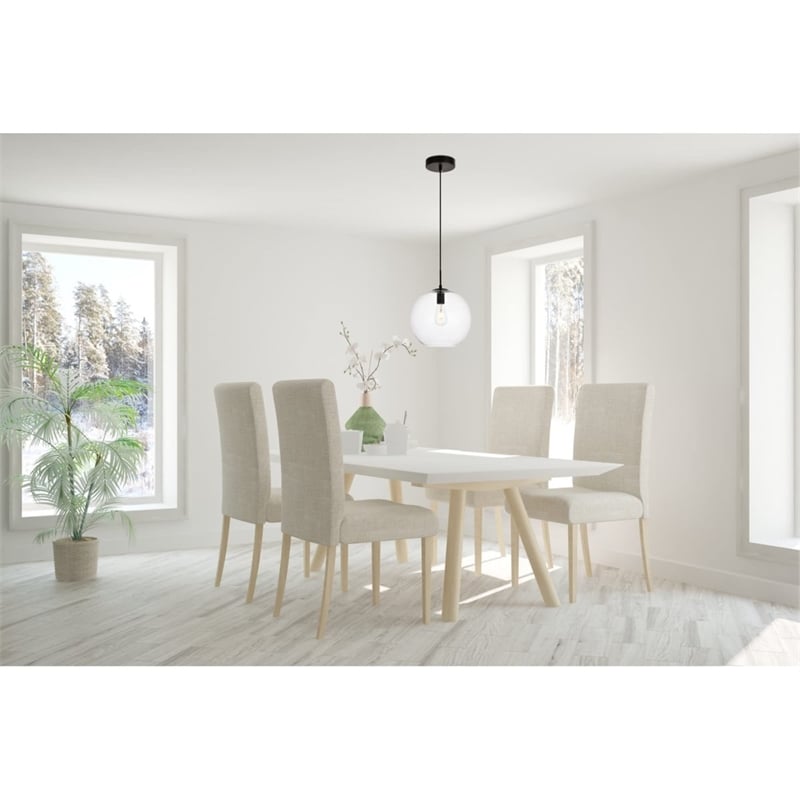 Living District Placido 1-Light Transitional Metal Pendant - Black & Clear