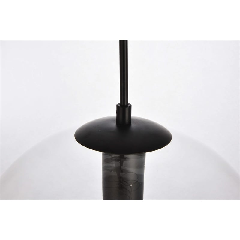 Living District Placido 1-Light Transitional Metal Pendant - Black & Clear