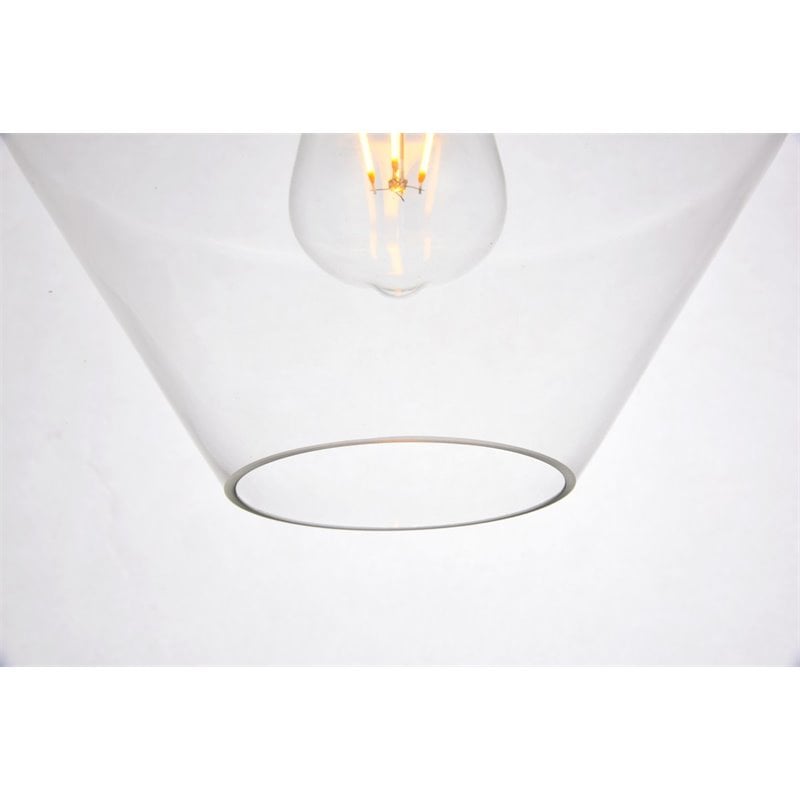 Living District Placido 1-Light Transitional Metal Pendant in Black and Clear