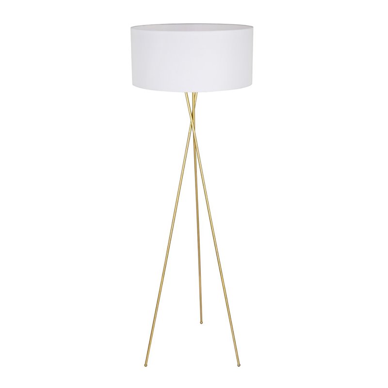 Living District Cason 1-Light Mid-Century Metal Floor Lamp in Brass and White