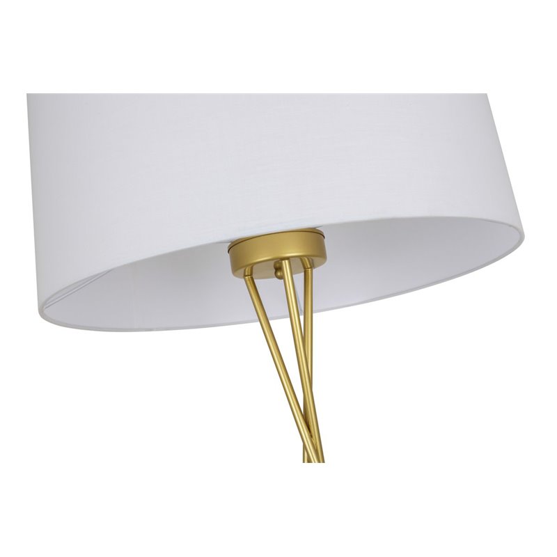 Living District Cason 1-Light Mid-Century Metal Floor Lamp in Brass and White
