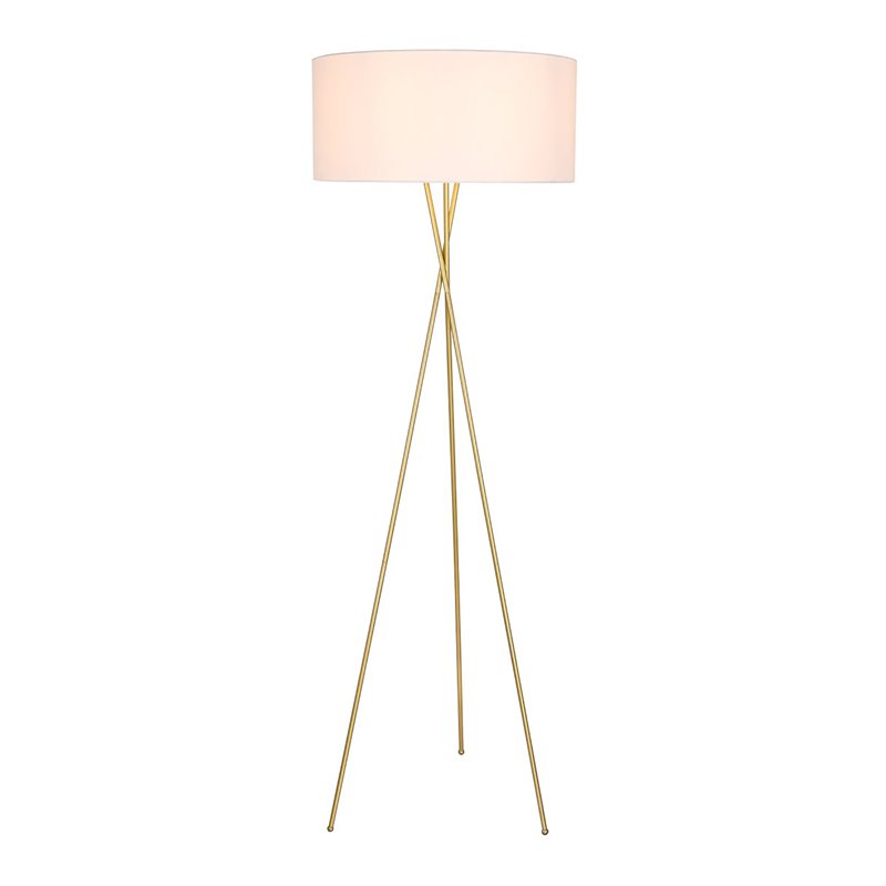 Living District Cason 1-Light Mid-Century Metal Floor Lamp in Brass and White