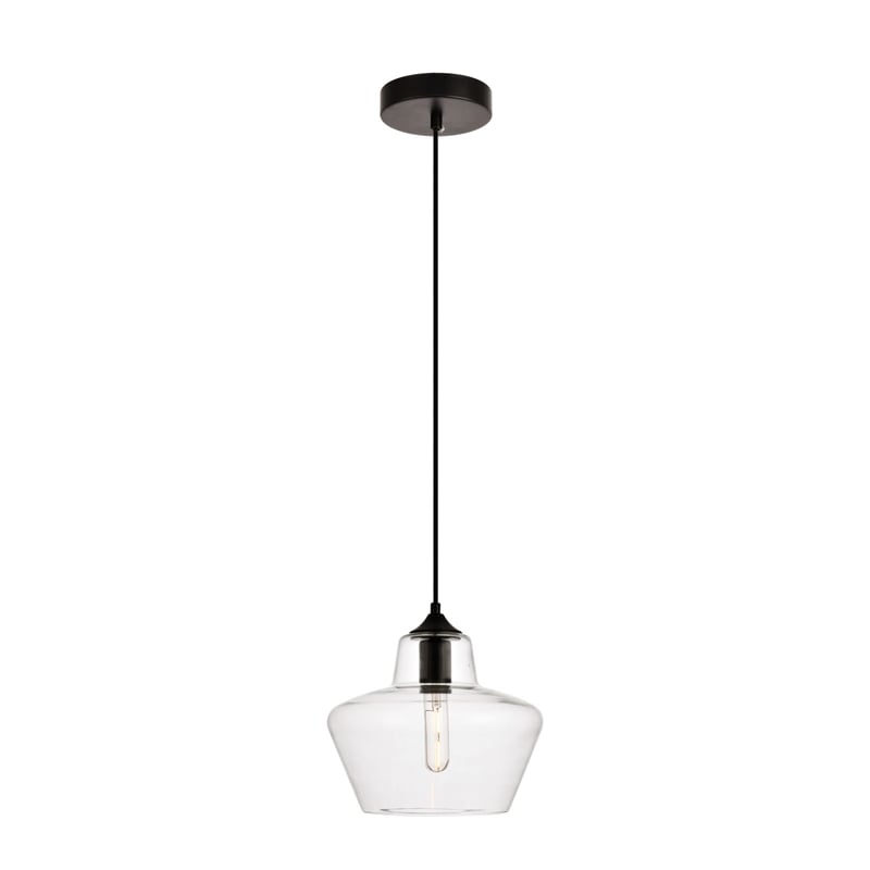 Living District Placido 1-Light Transitional Metal Pendant in Clear/Black