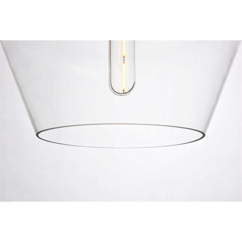 Living District Placido 1-Light Transitional Metal Pendant in Clear/Black