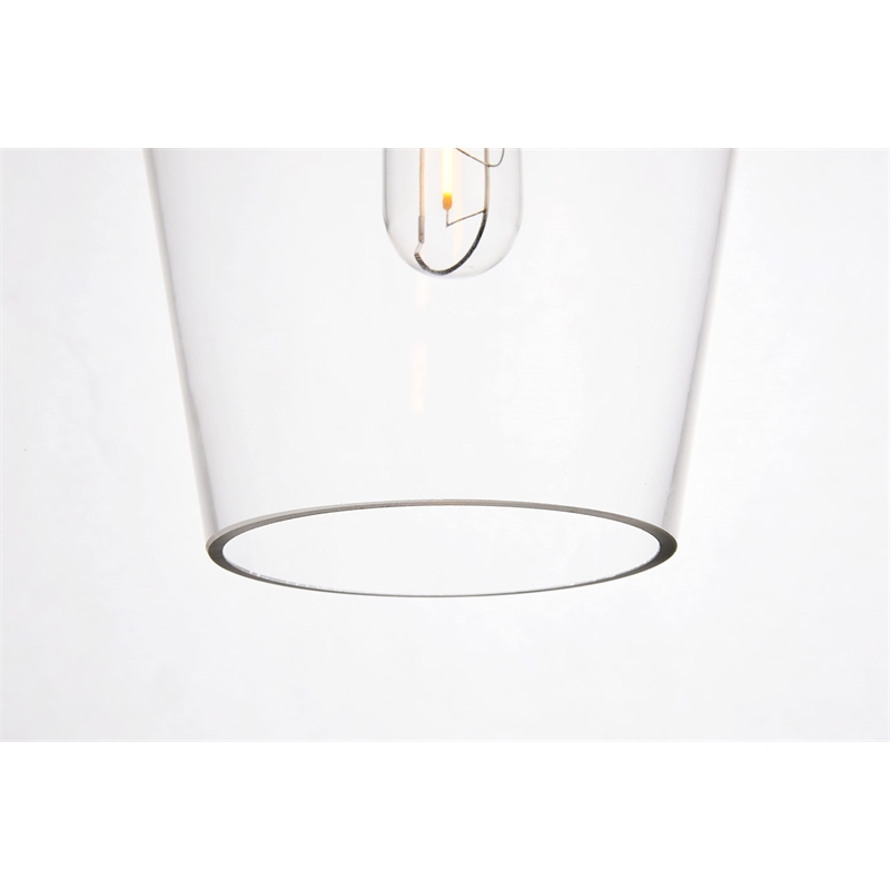 Living District Placido 1-Light Transitional Metal Pendant in Black and Clear