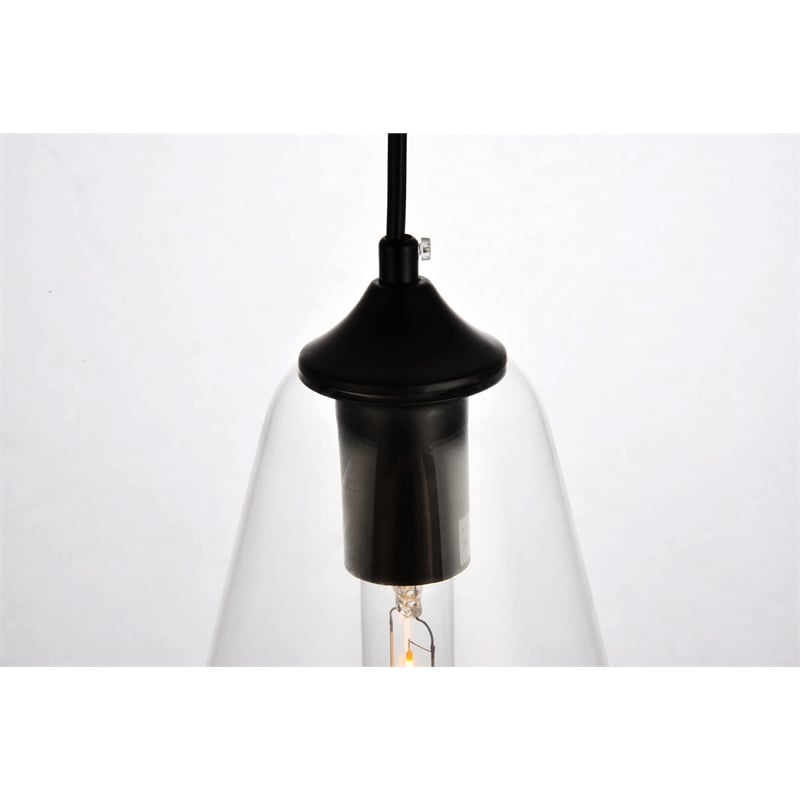 Living District Placido 1-Light Transitional Metal Pendant in Black and Clear